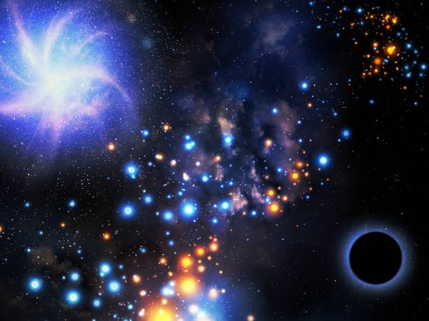 istock A galaxy with a cluster of stars and a black hole. 1319649559