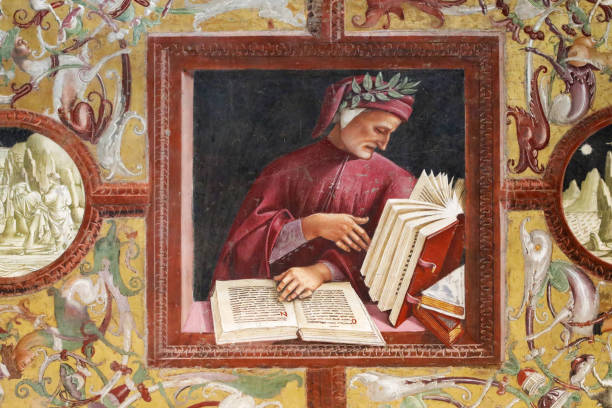 Image of Dante Alighieri in Orvieto Cathedral, Italy Portrait of Dante Aligheri painted a wall of Orvieto Cathedral, Italy. dante stock pictures, royalty-free photos & images