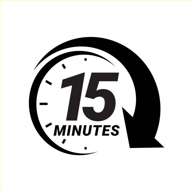 minute-timer-symbole. 15 minuten lang unterschreiben. - minutenzeiger stock-grafiken, -clipart, -cartoons und -symbole
