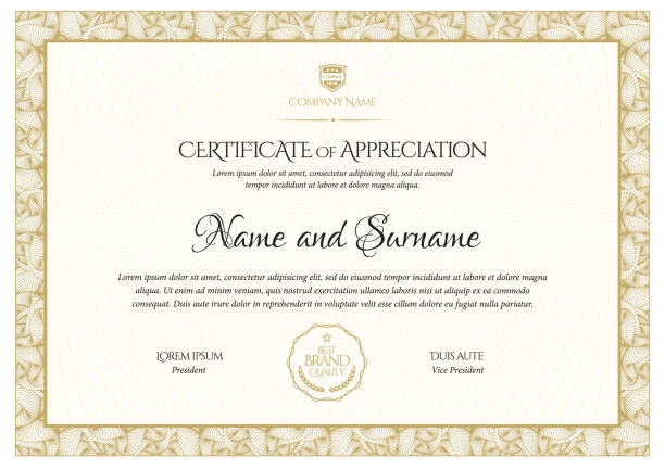 Certificate template. Certificate template. Diploma of modern design or gift certificate. award certificate stock illustrations
