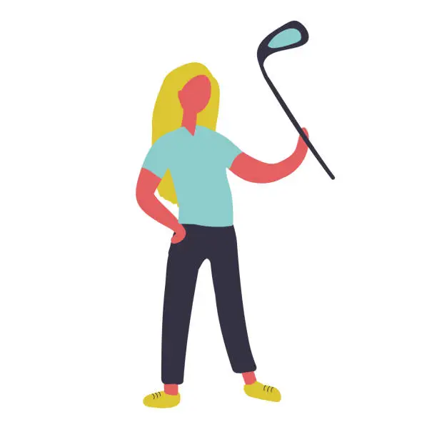 Vector illustration of The girl plays golf.