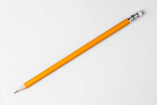 istock Sharp lead pencil with an eraser on white paper with clipping path 1319655988