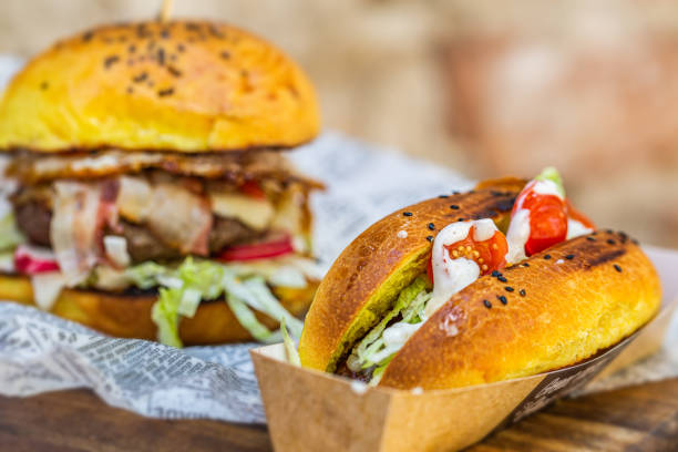 istock Big tasty beef burger full of fresh vegetable 1319656262