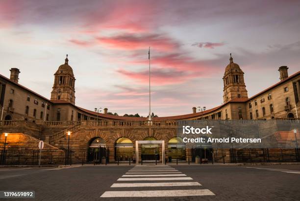 Union Buildings Front Entrance At Sunset In Pretoria South Africa Stock Photo - Download Image Now
