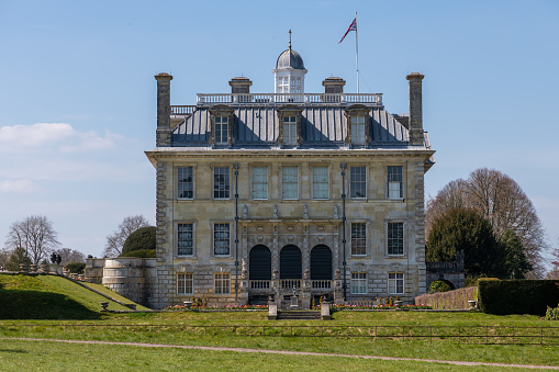Kingston Lacy.Dorset.United Kingdom.April 4th 2021.View of Kingston Lacy house in Dorset