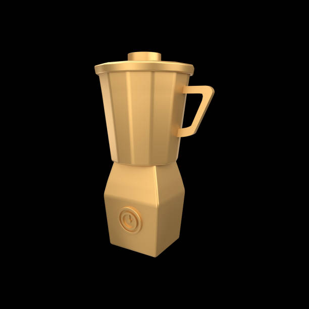 Isolated gold colored 3d blender illustration on black background