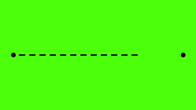 Animation of a path from one point to another. Goal concept. Dotted line. Green screen. 4K