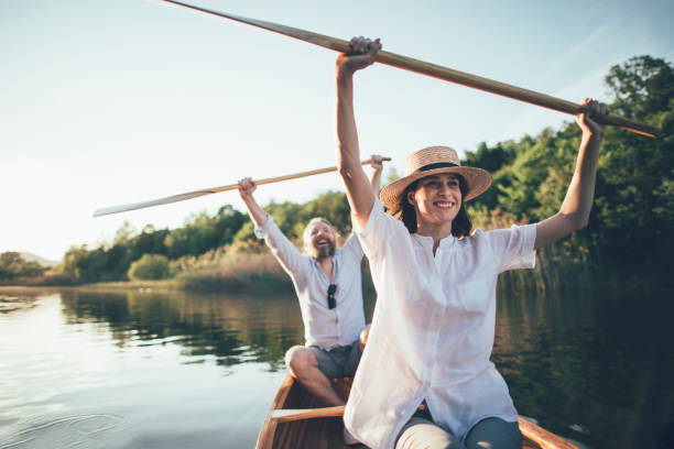 istock Couple enjoying a canoe ride 1319671050