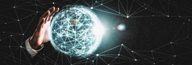 istock Global network connection covering earth with link of innovative perception 1319676519