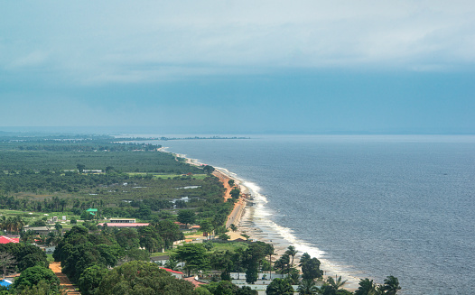 Atlantic coast close to the town of Muanda, Democratic Republic of Congo, directly at the boarder to Cabinda Province of Angola. At Muanda the Congo river flows into the ocean.