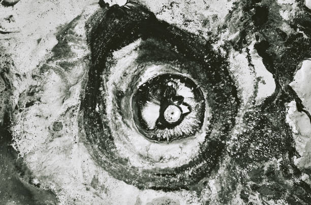 Abstract natural pattern on mud surface of the mud volcano, Sakhalin island, Russia