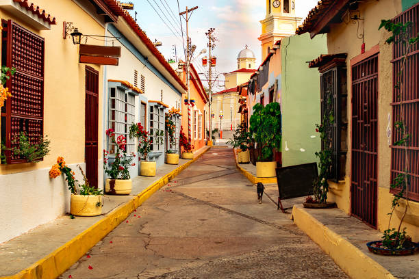 uma rua colonial na américa do sul, venezuelana - 4727 - fotografias e filmes do acervo