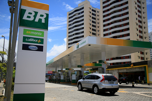 salvador, bahia, brazil - february 23, 2021: petrol station of the Petrobras network in the city of Salvador.