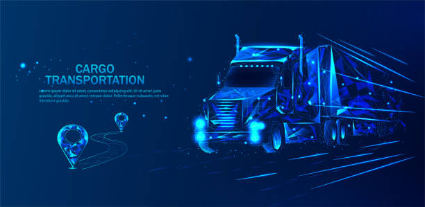 trensportation ładowania - semi truck truck cargo container vector stock illustrations