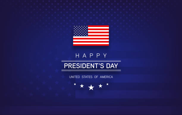 Presidents Day banner with Presidents Day lettering, USA flag, dark blue background, stars and stripes - vector illustration Presidents Day banner with Presidents Day lettering, USA flag, dark blue background, stars and stripes - vector illustration presidents day stock illustrations