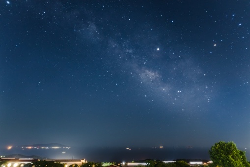 This is a summer starlit sky in Izu peninsula in Shizuoka prefecture, Japan.\nIzu peninsula is well known as a tourist destination in this prefecture.