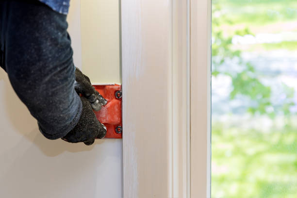 istock Home renovation on working contractor user in corner paint edger brush painter hands with painting the wall 1319704519