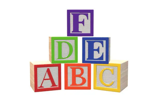 Stack Of ABC Wooden Blocks Front View