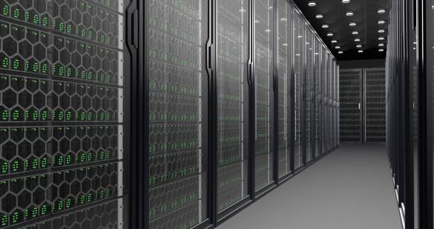 istock Digital information travels through fiber optic cables through the network and data servers behind glass panels in the server room of the data center. High speed digital lines 1319716760