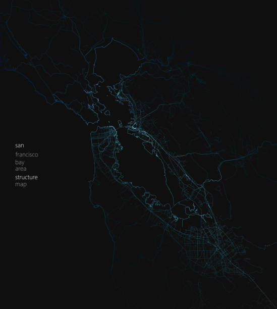 ilustrações, clipart, desenhos animados e ícones de design de mapa estilo ilustração de arte, área da baía de são francisco - map san francisco bay area san francisco county california