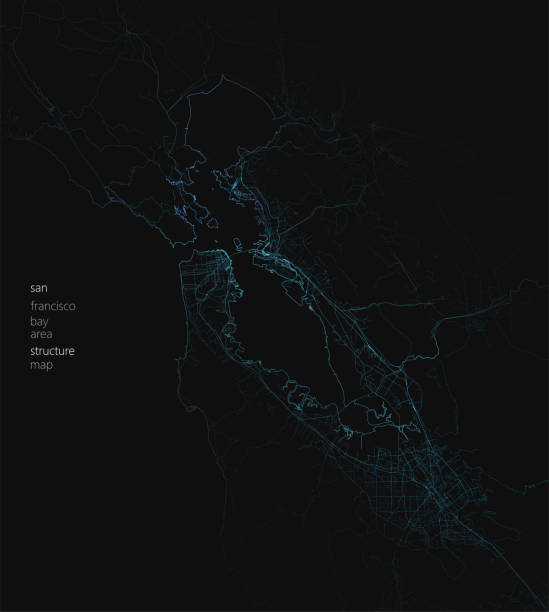 San Francisco bay area structure color sketch map San Francisco bay area structure color sketch map silicon valley stock illustrations