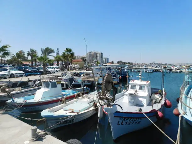Yachts and fishing boats in Larnaca port, Cyprus