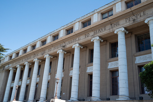 Stockton City Hall building located on El Dorado Street, Stockton, California. Showing slight signs of decay May 2021