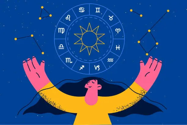 Vector illustration of Spirituality and astrology symbols concept