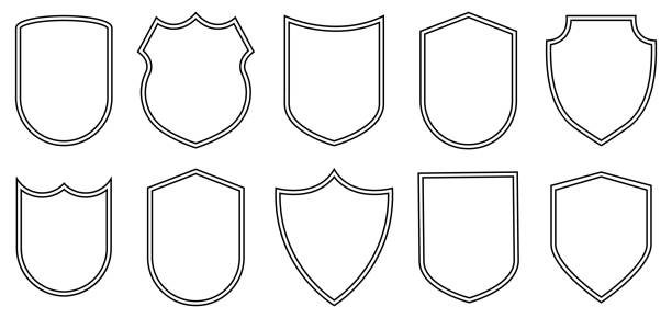 набор контуров формы значка - sheriff star badge vector stock illustrations
