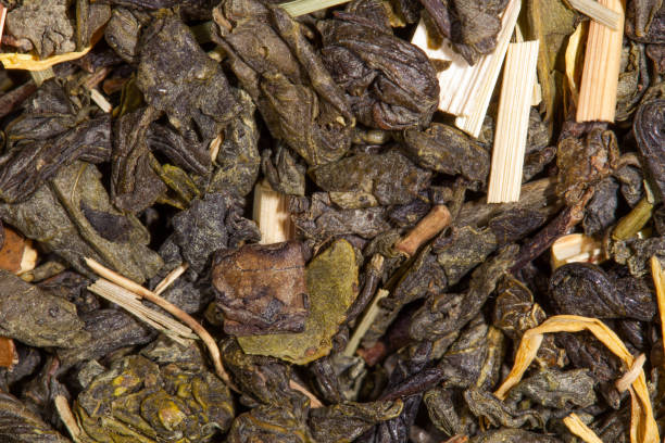 chá verde com limão, casca cítrica. close-up - stevia tea herbal tea herb - fotografias e filmes do acervo
