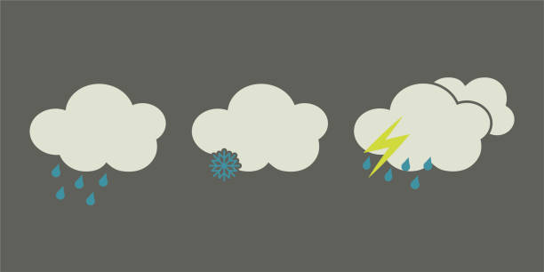 Set of vector weather icons. Day and night weather forecast. Snow rainy, snowy and sunny weather metcast. Set of vector weather icons. Day and night weather forecast. Snow rainy, snowy and sunny weather metcast. metcast stock illustrations
