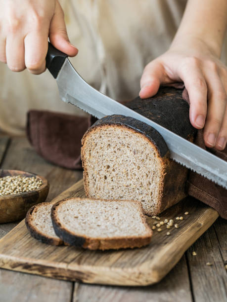 istock Leavened bread, whole grain rye bread with cannabis, and wheat mixed flour 1319737459