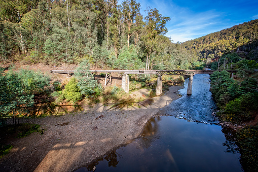 Old railway bridge over the Thompson River just outside Walhalla in Victoria