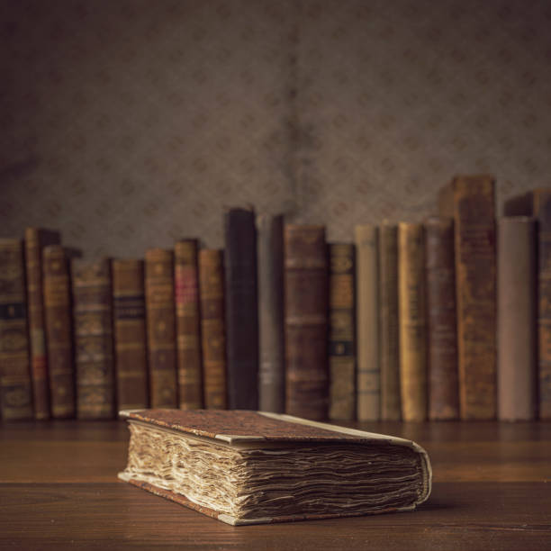 istock Old hardcover books on the table 1319741901
