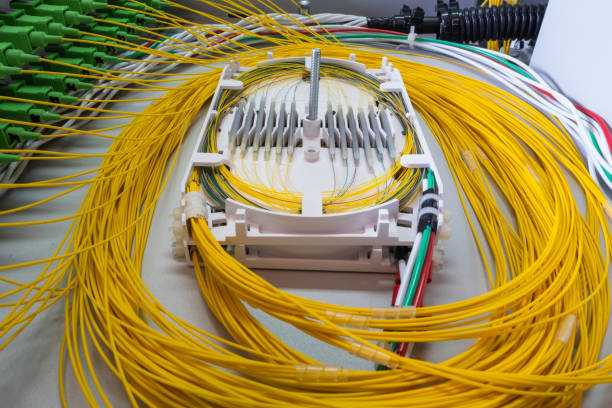 istock Fibre Optic Splice Tray in Optical Distribution Frame 1319750043