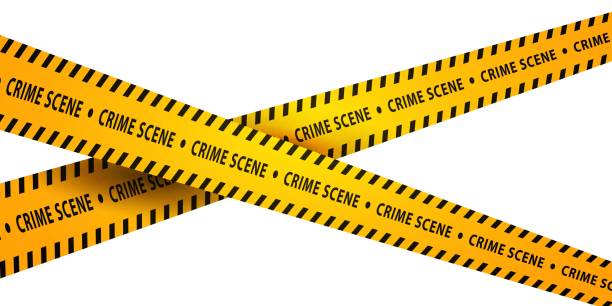 Vector realistic isolated caution tape of Crime Scene on the transparent background. Vector realistic isolated caution tape of Crime Scene on the transparent background. crime scene investigation stock illustrations