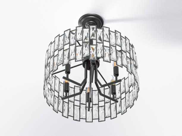 istock 3d illustration of modern chandelier hanging on ceiling 1319751875