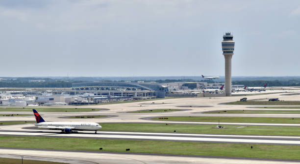 Delta Air Lines Aircraft Taking Off at Atlanta Airport stock photo