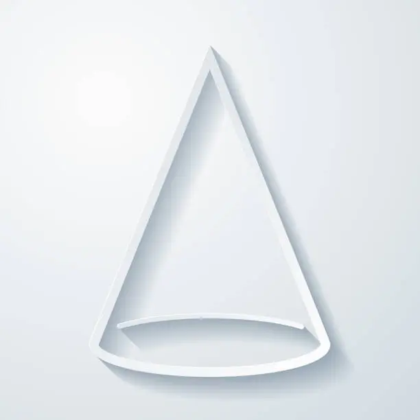 Vector illustration of Cone. Icon with paper cut effect on blank background