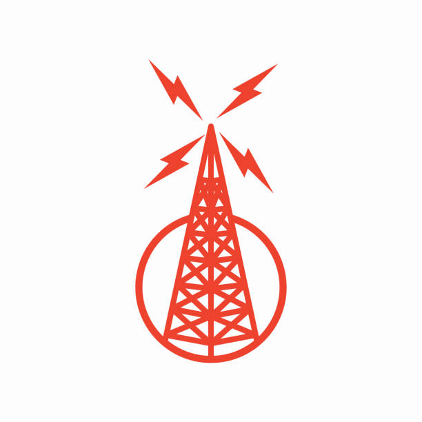 illustrations, cliparts, dessins animés et icônes de vecteur de conception de modèle de logo de tour de radio - broadcasting communications tower antenna radio wave