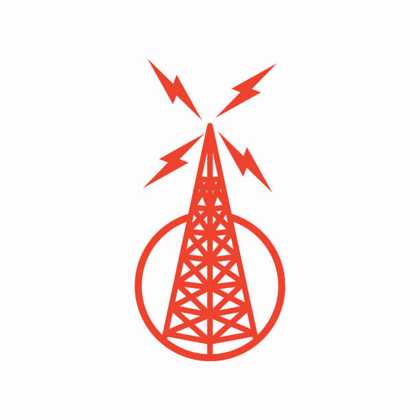 라디오 타워 로고 템플릿 디자인 벡터 - communications tower stock illustrations