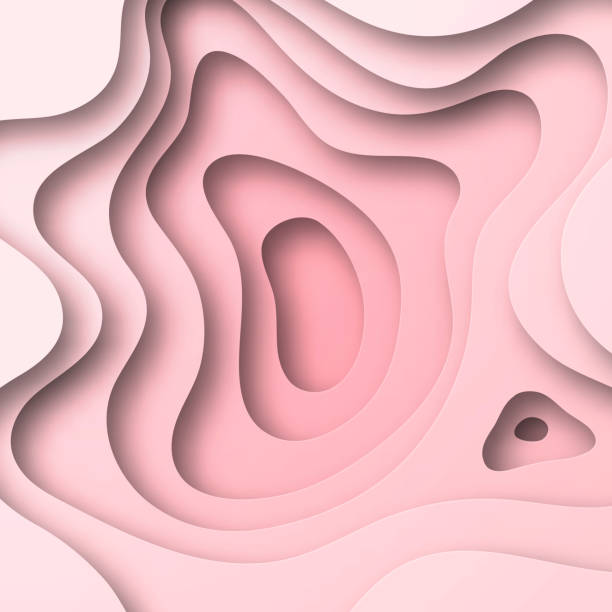istock Paper cut background - Pink abstract wave shapes - Trendy 3D design 1319757317