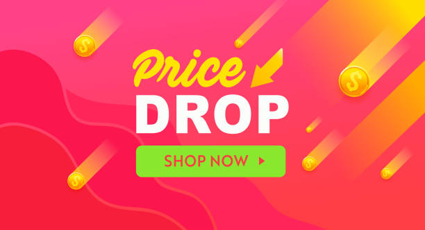 ilustrações de stock, clip art, desenhos animados e ícones de price drop red vector banner, sale poster design. discount offer template banner. price drop vector - price drop