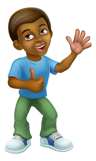 Black Cartoon Boy Child Kid Giving Thumbs Up Stock Illustration ...