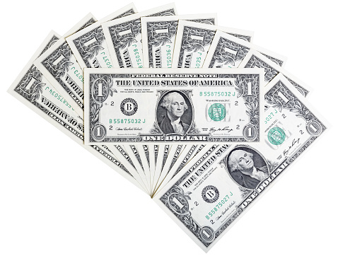Banknote in one U.S. dollar abstract background