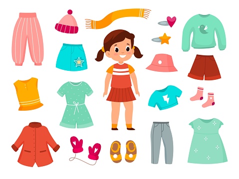 Ilustración de Ropa De Niña Colección De Ropa De Moda Femenina Infantil Diferente Tipo De Ropa Casual Vestidos De Niños En Color Pantalones De Faldas Y Ropa Exterior Conjunto De Dibujos Animados Ilustración de Ropa De Niña Colección De Ropa De Moda Femenina Infantil Diferente Tipo De Ropa Casual Vestidos De Niños En Color Pantalones De Faldas Y Ropa Exterior Conjunto De Dibujos Animados
