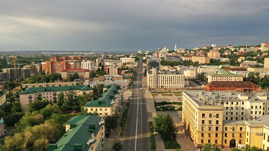 The central street of the city of Penza on a clear summer day. Central street named after Kirov in Penza, Russia.
