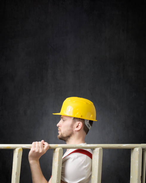 istock Portrait of a construction worker with ladder 1319765883