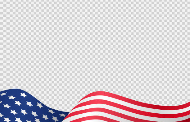 ilustrações de stock, clip art, desenhos animados e ícones de waving flag of american isolated  on white or transparent  background,symbols of usa , template for banner,card,advertising ,promote, tv commercial, ads, web design,poster, vector illustration - government flag american culture technology