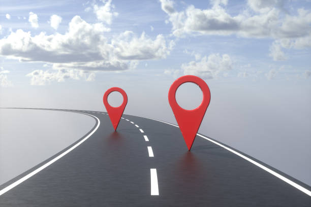 istock Navigation Map Pointer, Marker Pin, Travel Destinations on Road 1319771343